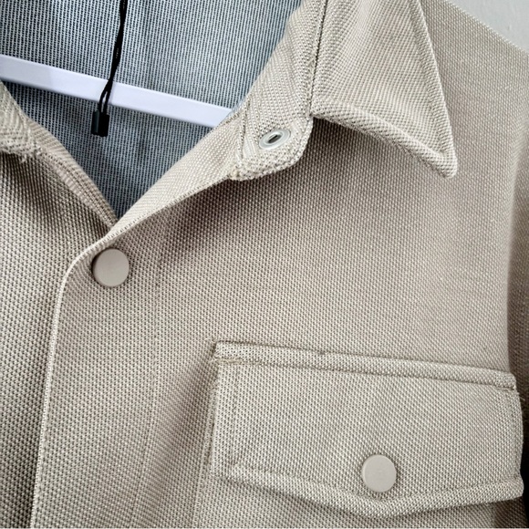 NWT Zara Textured Ottoman Overshirt Shacket Beige L - Picture 4 of 10
